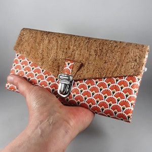 portefeuille femme/porte-chéquier/porte-cartes/porte-papiers/orange/blanc/noir/or/liège pailleté/cadeau femme