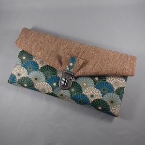 portefeuille en liège/portefeuille femme/coton enduit imprimé/vert/bleu/or/blanc/liège pailleté/cadeau femme
