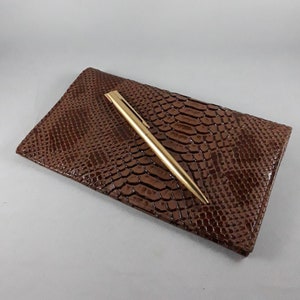 Porte-Chéquier in Frankreich/mit Porte-Carte/similicuir Python Marron Kamel/Cadeau Homme/Cadeau Femme