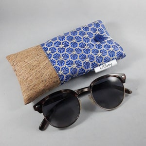 telefoon/telefoon draagbaar/iphone en smartphone/etui/boitier pour lunette femme/katoen enduit bleu/or/blanc/liège doré