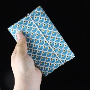 étui passeport/portefeuille/porte-cartes/étui carte grise/permis/cadeau femme/coton enduit bleu/simili pétrole/simili noir/liège