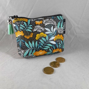 portemonnaie zippé/portemonnaie liège/porte-cartes/coton enduit jaune/vert/noir/blanc/similicuir noir/liège pailleté or/cadeau femme