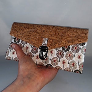 portefeuille/porte-chéquier/cadeau femme/liège du Portugal et coton enduit blanc/beige/marron/rouge/noir