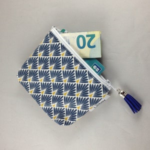 Porte-monnaie femme/porte-cartes/coton enduit écailles bleu/or/blanc/similicuir bleu/liège pailletté or/cuir Cork/cadeau femme