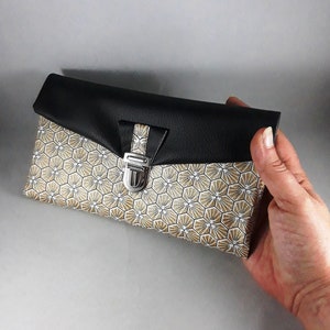 portefeuille en France/porte chéquier/étui carte/porte-monnaie/similicuir noir/coton enduit/or/noir/blanc/cadeau femme