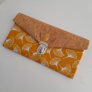 tout-en-un/compagnon de sac/portefeuille/porte-chéquier/porte-cartes/porte-papiers/coton enduit imprimé jaune/blanc/liège