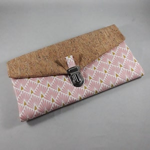 Taschenverpackung/Portefeuille/Porte-Chéquier/Porte-Cartes/Porte-Papiers/Coton Enduit Imprimé écailles Rose/oder/Rosé/Blank/Liège Pailleté