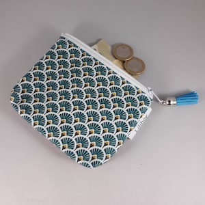 Porte-monnaie femme/porte-cartes/coton enduit éventails vert forêt/noir/or/blanc/similicuir/liège pailletté or/cuir Cork/cadeau femme