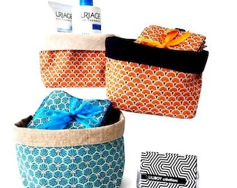 Reversible panier et ses 7 lingettes démaquillantes bio réutilisables
