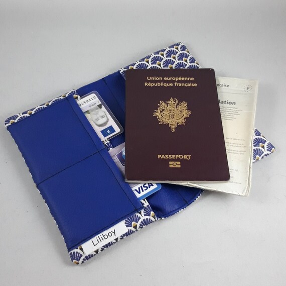Étui Passeport En France/portefeuille/étui Carte Grise/permis/cadeau  Homme/femme/coton Enduit Jaune/or/blanc/similicuir Jaune 