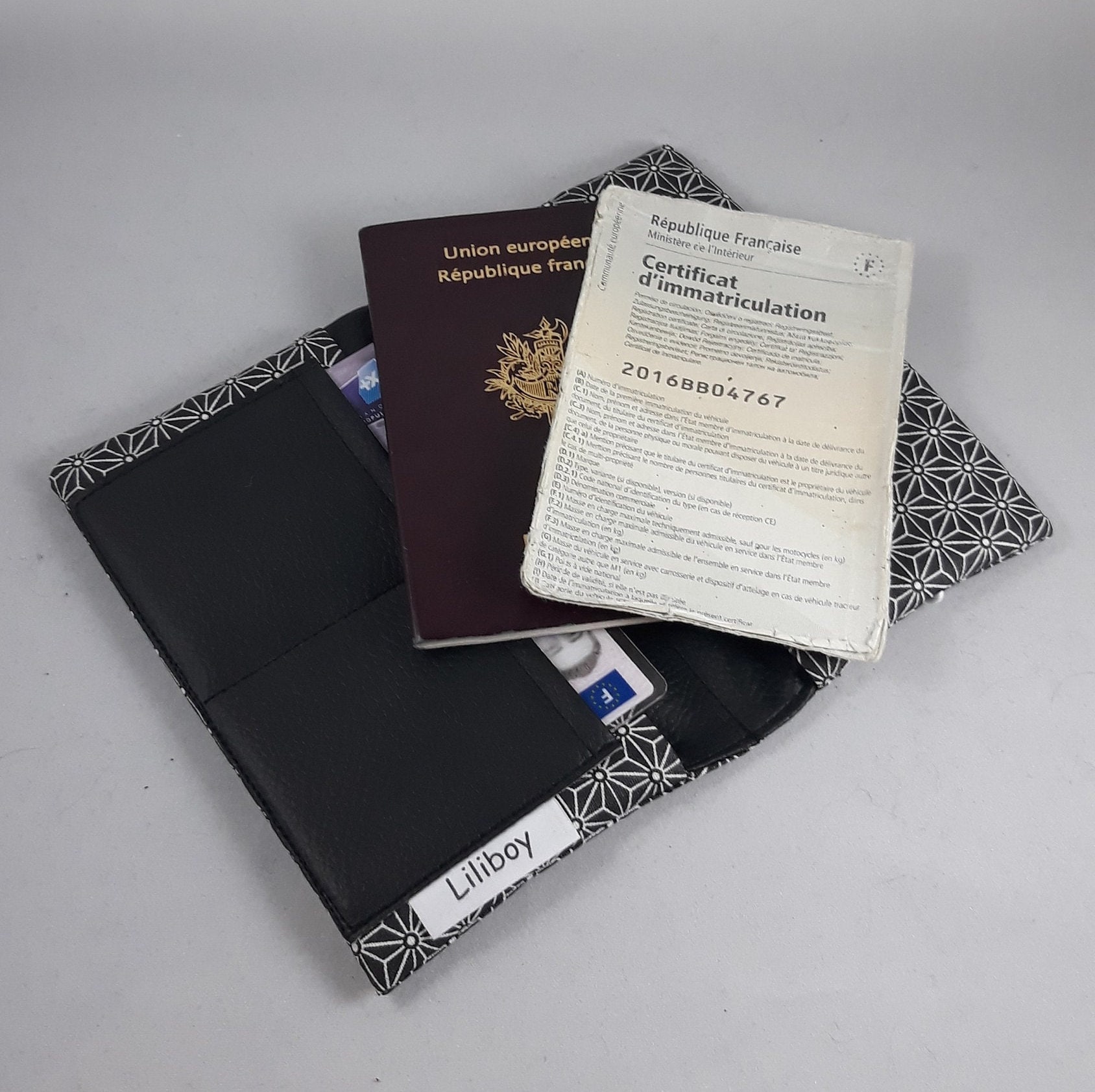 Porte Passeport & Carte Grise cuir Beige Homme