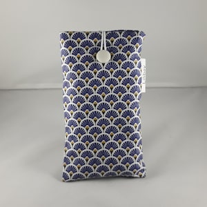 étui téléphone Samsung/I Phone/smartphone/étui à lunette/cadeau femme/coton enduit bleu indigo/blanc/noir/or/idée de cadeau