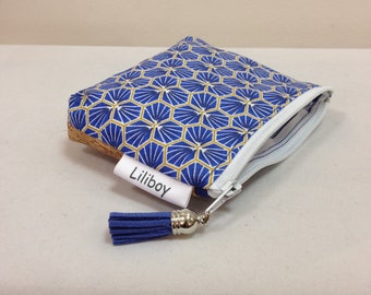 Riad blauw gecoate katoenen portemonnee, kurkaccent – damesportemonnee