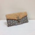 compagnon/portefeuille liège/cadeau femme/porte-chéquier/porte-carte/porte-papiers/coton enduit imprimé riad noir/or/blanc/liège pailleté or