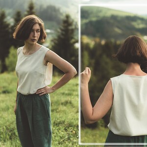 Linen shirt, women blouse, natural, organic, linen t-shirt, crop top, singlet, summer top, minimalist blouse