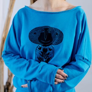 Handbedrucktes Sweatshirt mit Affen, Hipster-Pullover mit Affen, trending ästhetisches Sweatshirt, handgemachtes Sweatshirt, benutzerdefinierte Pullover Bild 8