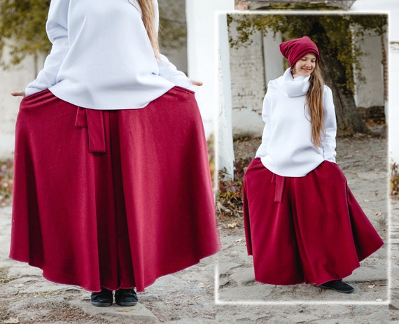 plus size red wide leg pants