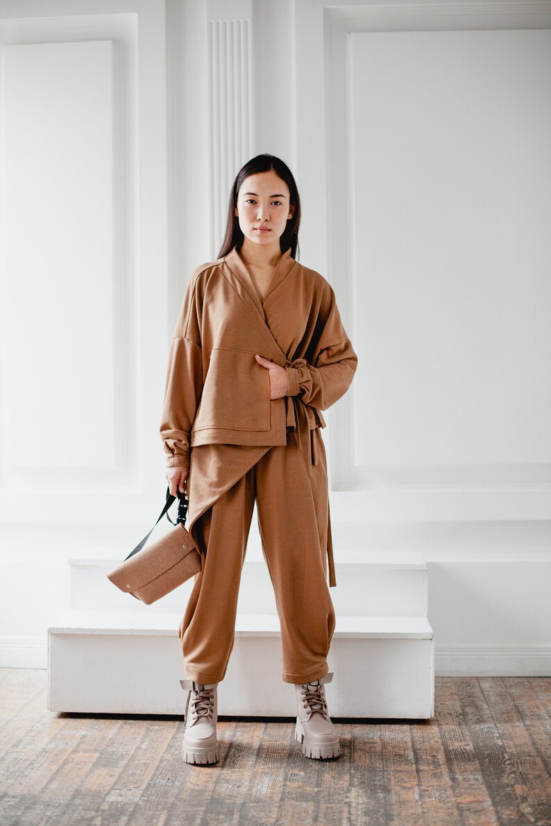 Japanese Fashion Oversized Outfit, Women Cotton Long Suit, Trendy and Stylish, Loose Fit Japanese Style image 4