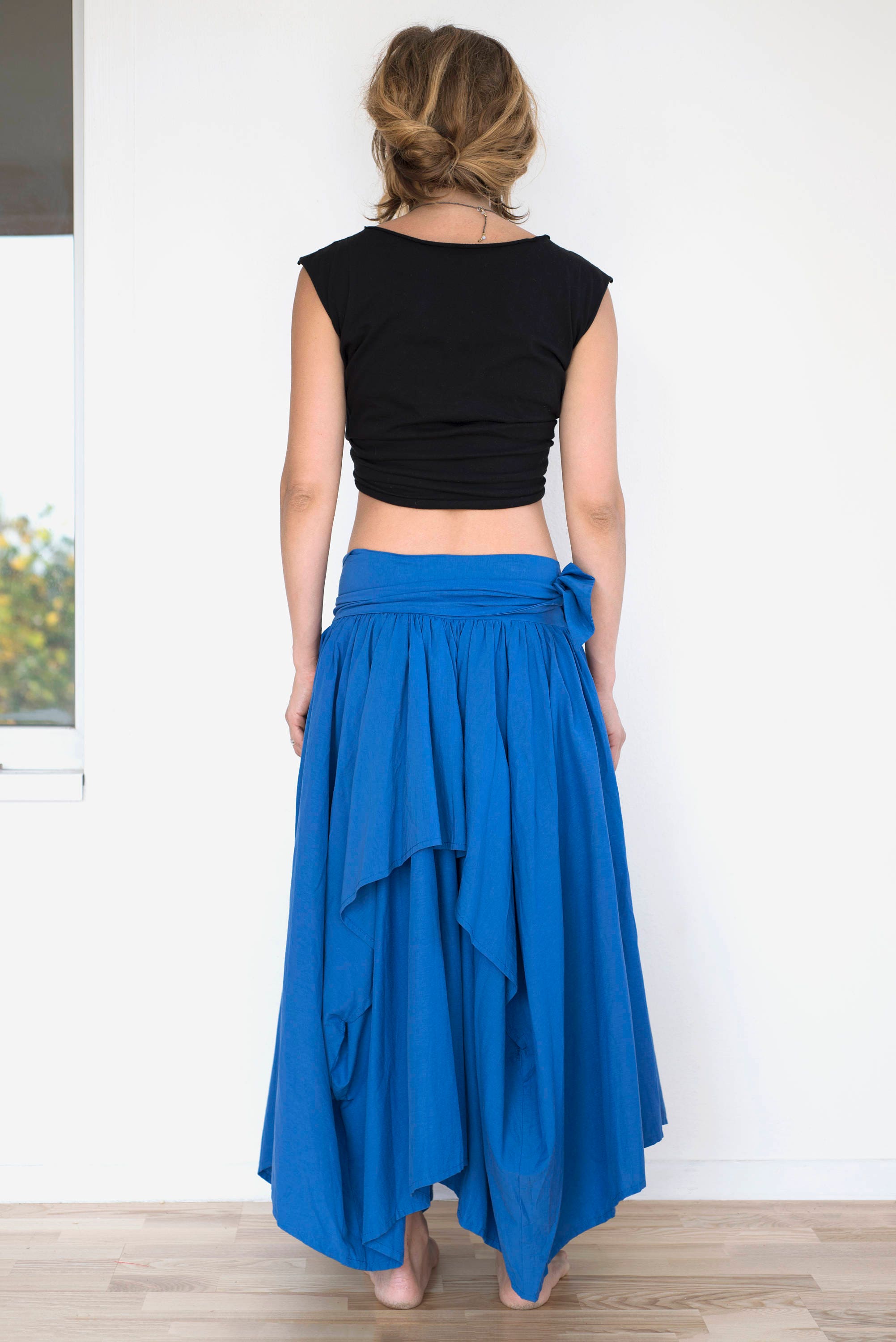 Blue Cotton Skirt Layered Skirt Ruffle Gypsy & Hippie | Etsy