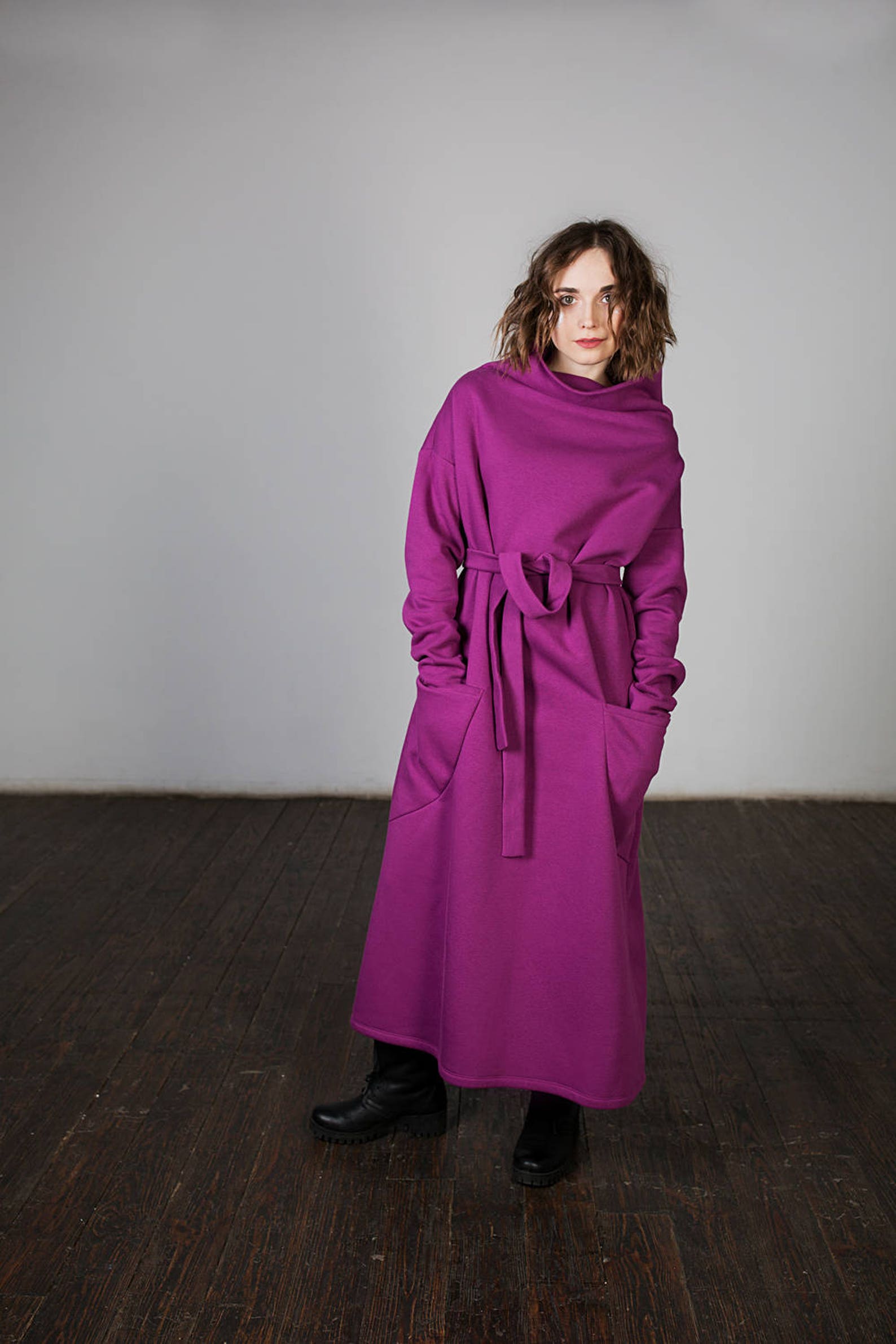 Warm Dress Oversize Dress Warm Dress With a Turtleneck Blue Etsy