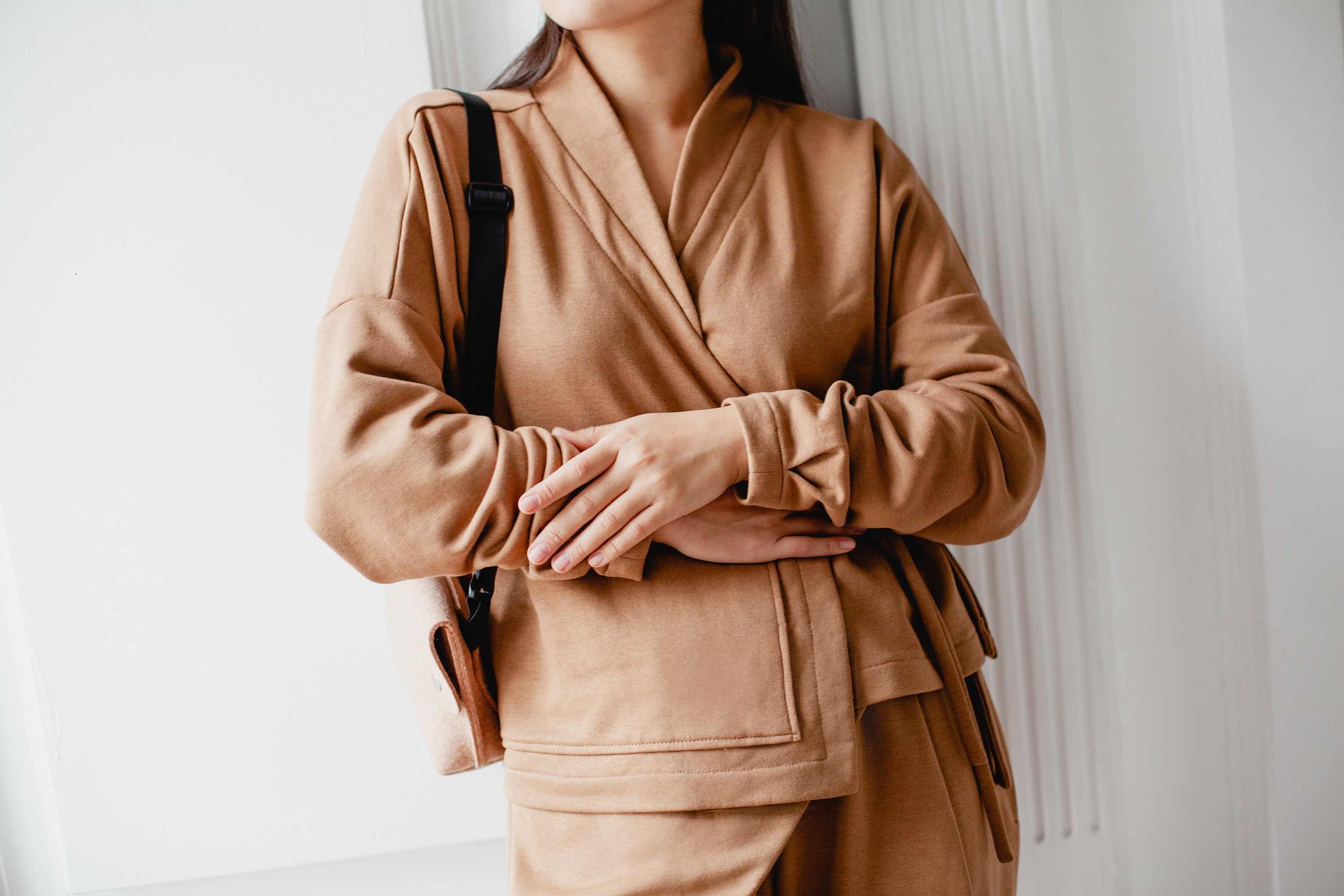 Cotton Knit Kimono Suit Japanese Oversized Lounge Outfit