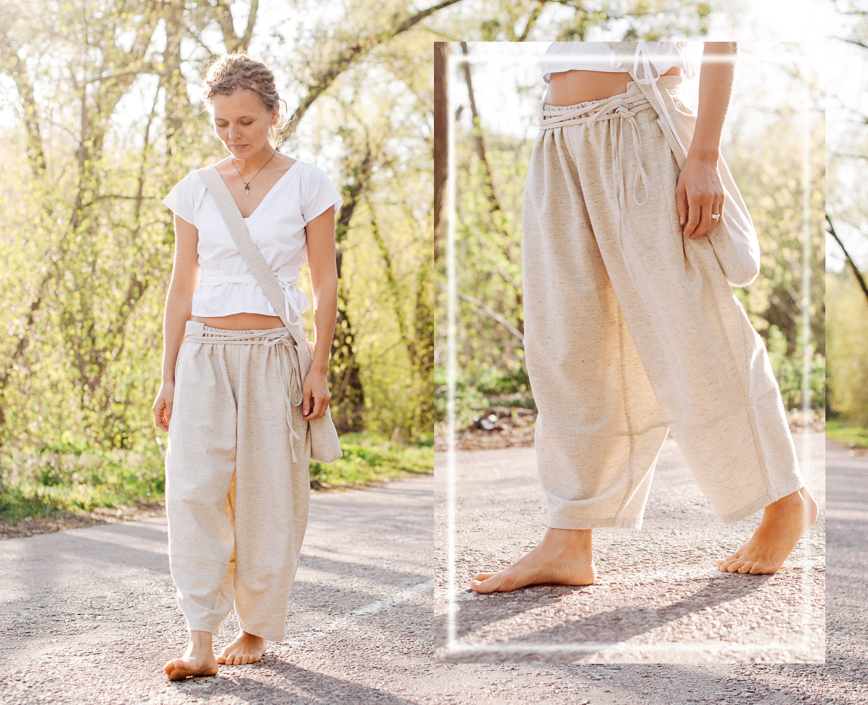 【YOURNUS】Mizuho Linen Wide Pants Linen Pants. Wide Leg Pants. Natural Linen Pants. Casual