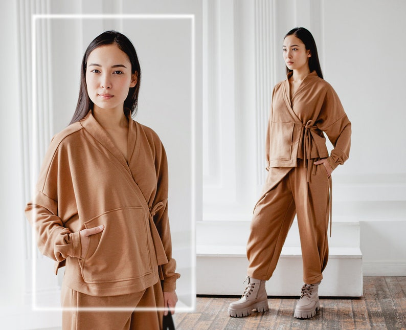 Japanese Fashion Oversized Outfit, Women Cotton Long Suit, Trendy and Stylish, Loose Fit Japanese Style image 2