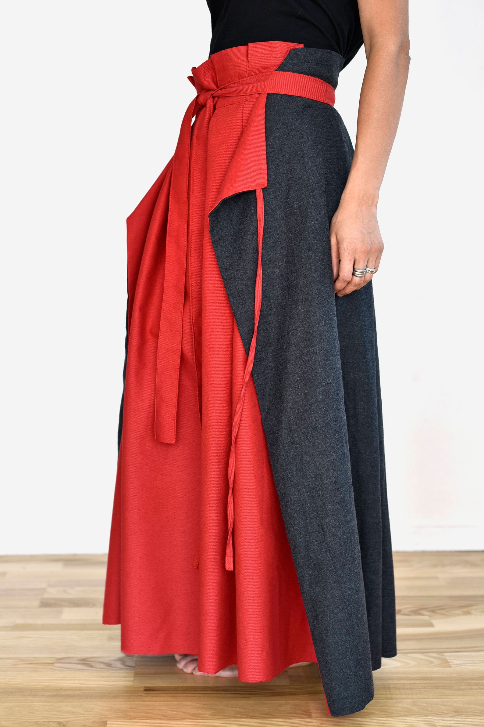 Long Linen Skirt Layered Skirt Wrap Reversible Boho Woman Etsy