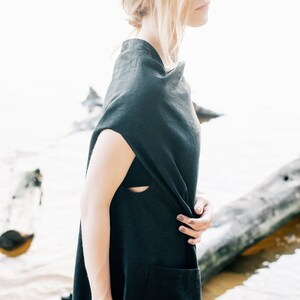 Black Linen Dress, Natural Organic Summer Clothes, Women's Everyday Wear, Eco-friendly Fashion image 7
