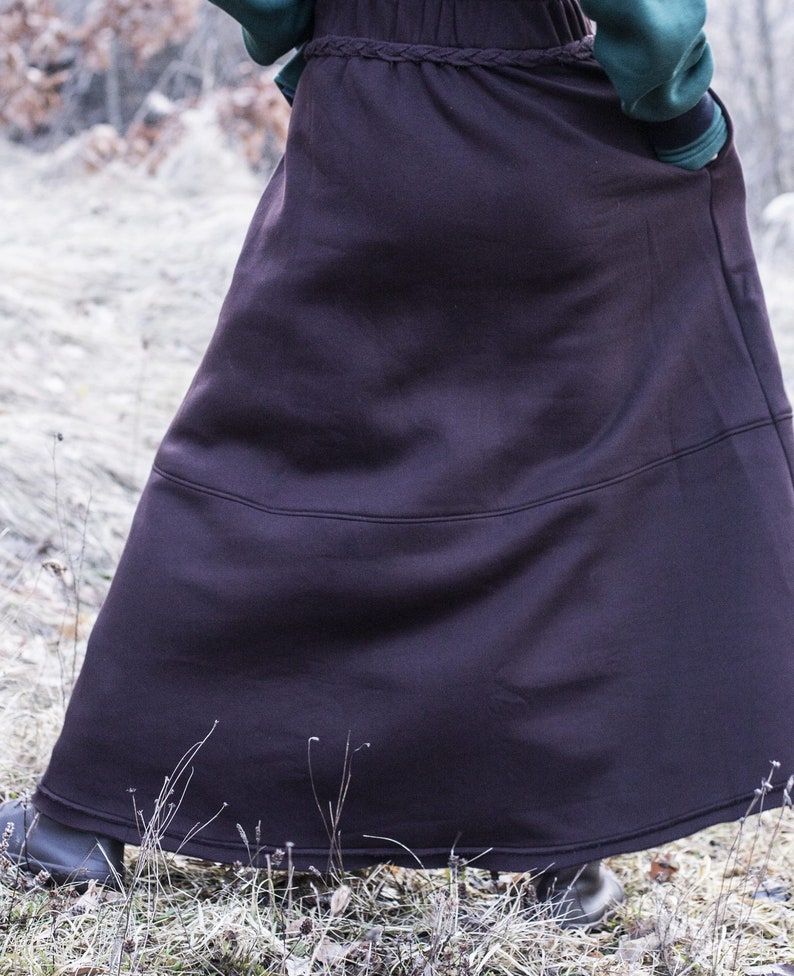 Bordeaux boho maxi cotton skirt, Midi Wool Skirt, Winter Warm Skirt, Women's Wool Skirt, Cozy Winter Skirt image 8