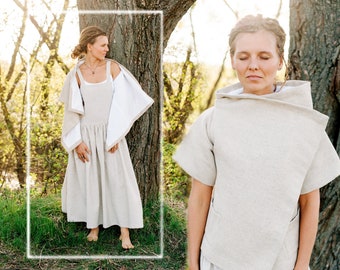 Oversized Linen Kimono Jacket: Soft Natural Linen Blazer