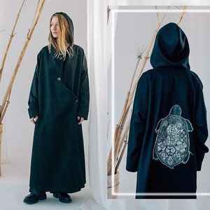 Asymmetric Wool Coat, Wool Maxi Coat, Wool Coat Hood, Plus Size Overcoat, Wool Cape Coat, Long Wool Coat Women, Warm Wool Coat