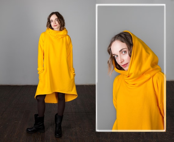 yellow hooded dress