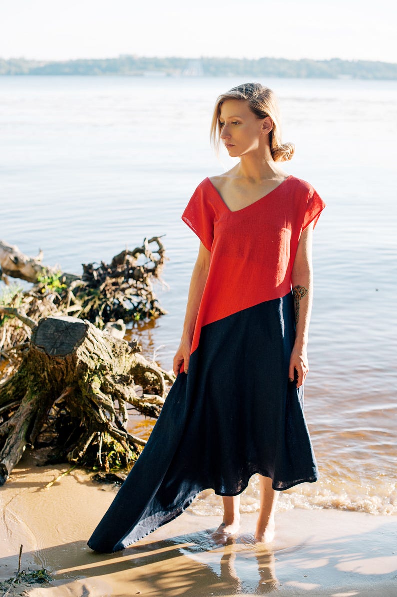 Linen Dress Maxi Dress Dressmeditation Long Dress Yoga Etsy