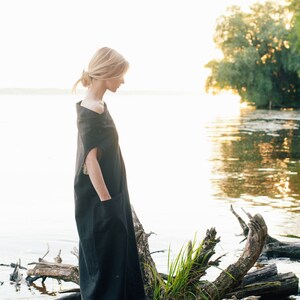 Black Linen Dress, Natural Organic Summer Clothes, Women's Everyday Wear, Eco-friendly Fashion image 6