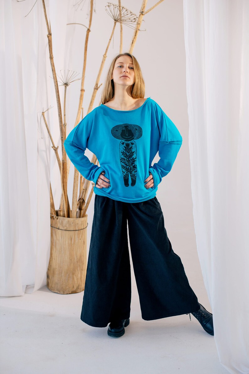 Handbedrucktes Sweatshirt mit Affen, Hipster-Pullover mit Affen, trending ästhetisches Sweatshirt, handgemachtes Sweatshirt, benutzerdefinierte Pullover Bild 3