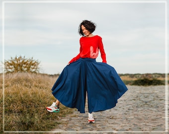 Wide Leg Boho Pants: High Waisted Bengaline Gauchos
