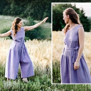 Linen Overalls: Natural Boho Jumpsuit, Eco-Friendly Summer Clothes