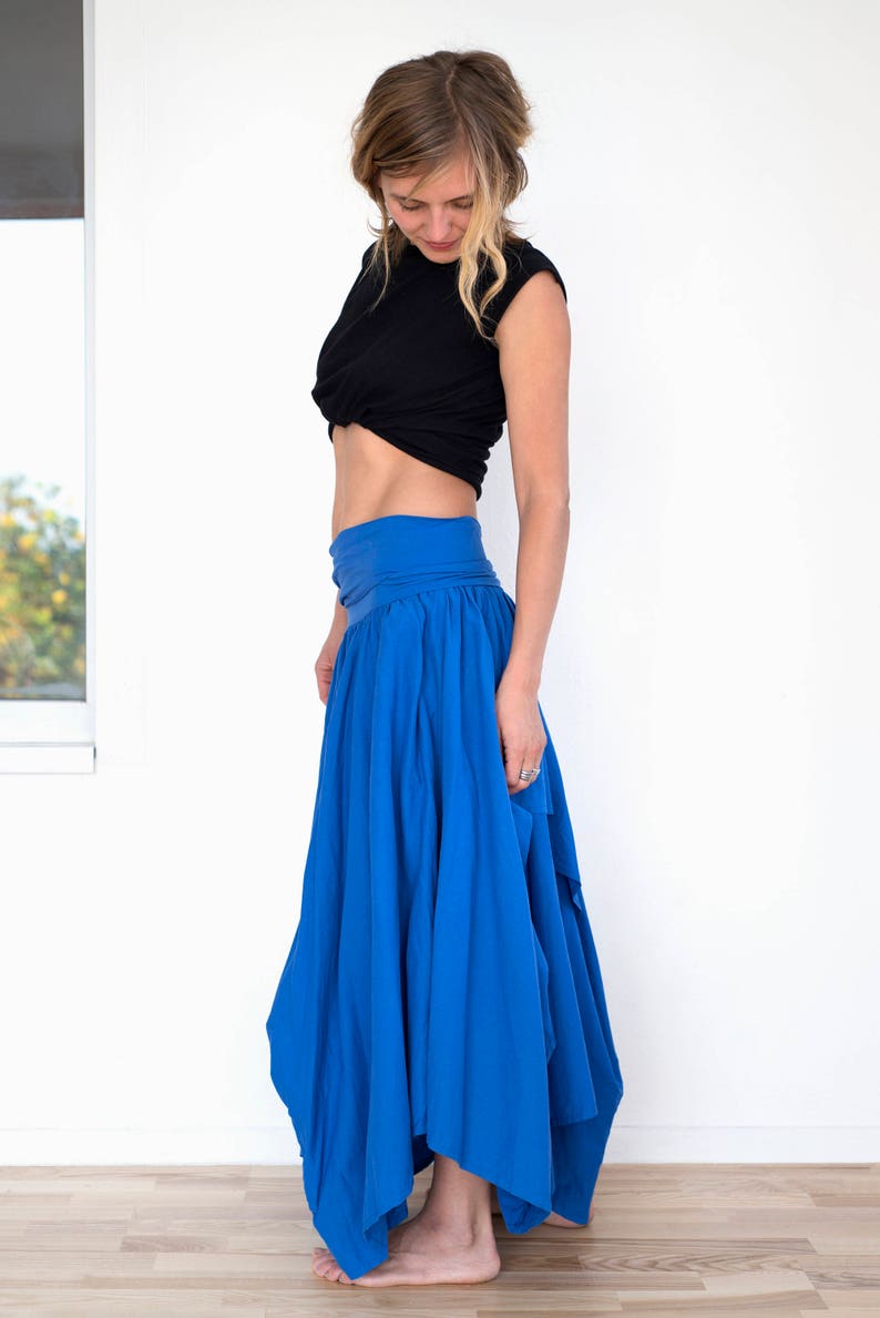 Blue Cotton Skirt Layered Skirt Ruffle Gypsy & Hippie Etsy