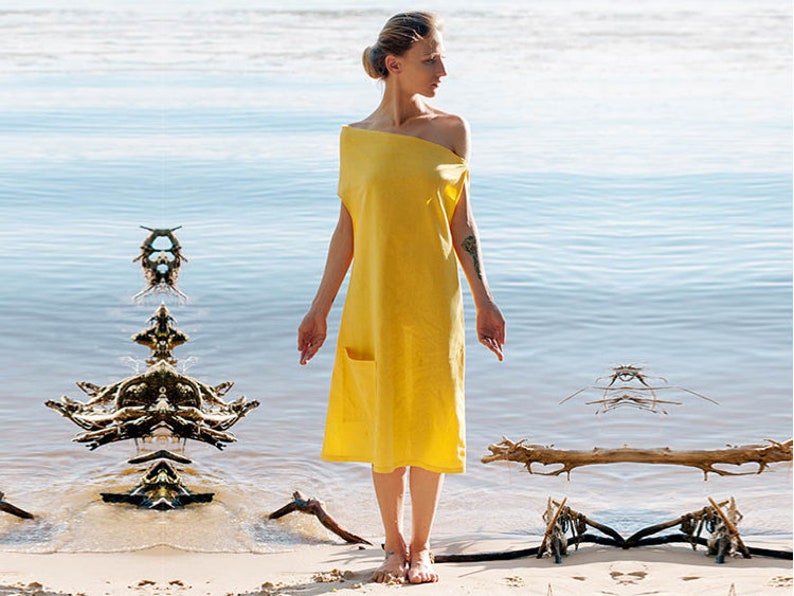 Linen Dress Yellow Dress Festival Dress Short Summer Dress Etsy