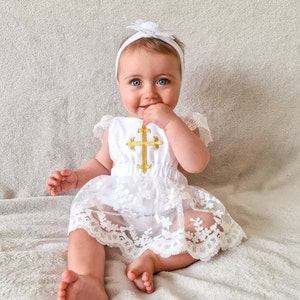 Baby girl baptism romper on sale