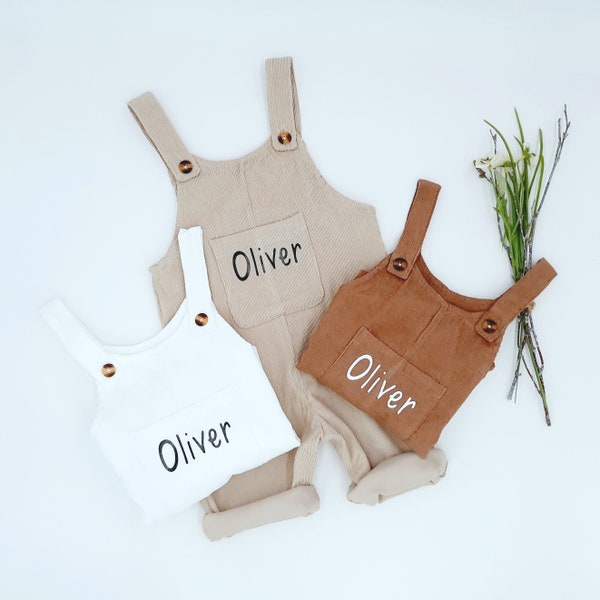 Personalisierte Baby-Kleidung für Jungen, Baby-Overall mit Namen, Baby-Latzhose, erster Geburtstag oder 1. Cake Smash Outfit, Gender Neutral Babykleidung