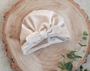 Baby Top Knot Turban Toddler Infant Top Knot Toddler Turban Photo Props Baby Tie Turban Hat Toddler Turban Hat Cream Velvet Turban hat