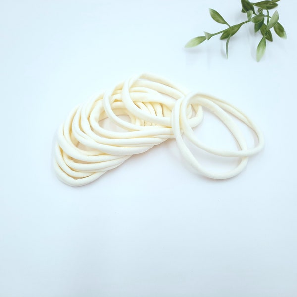 Ivory Nylon Headbands, DIY stretch Headband Blanks for babies and toddlers, One size fits all soft baby headband fabric bands, Round bands