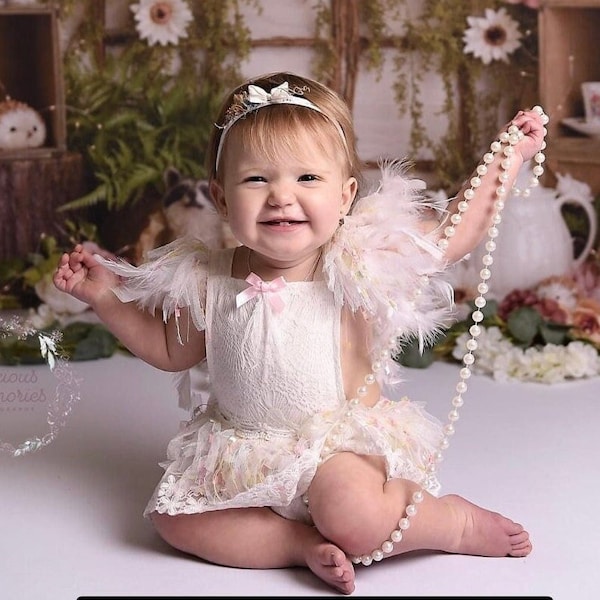 Swan Cake Smash Outfit Girl, Baby Feather Dress Swan 1st Birthday Outfit, Luxury First Birthday Photoshoot Romper, Special Occasion Princess