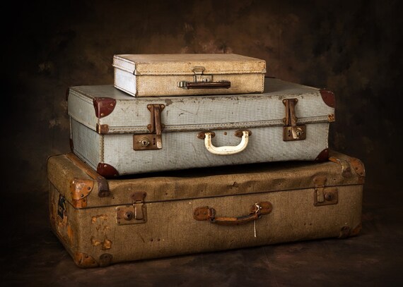Vintage Suitcase Display Props Set of 3, Vintage S