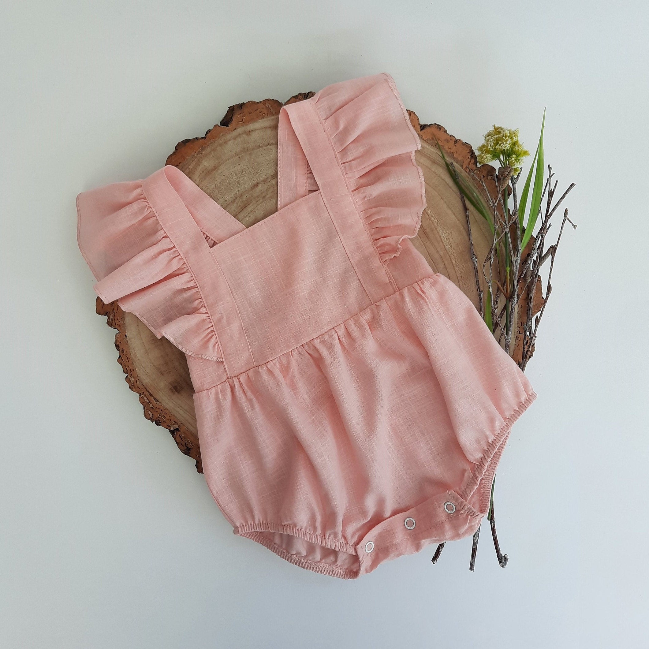 Pink Romper Baby Girl Baby Pink Romper Baby Ruffle Romper Etsy