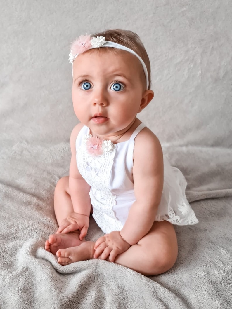 Baby Girl Cake Smash Outfit White First Birthday Romper Boho Etsy