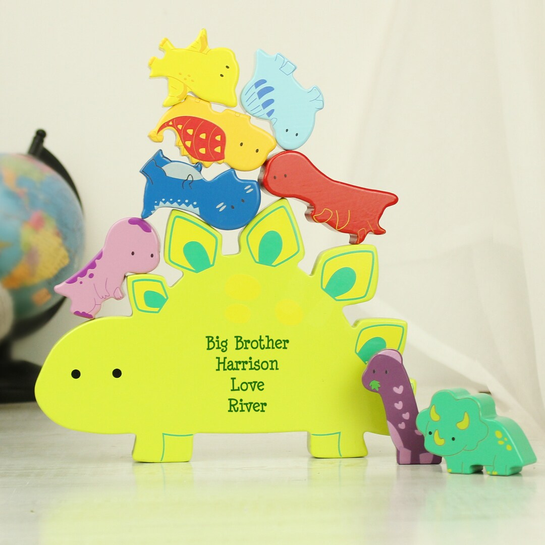 jouet-en-bois-empilable-de-dinosaure-cadeau-de-b-b-du-1er-etsy-france