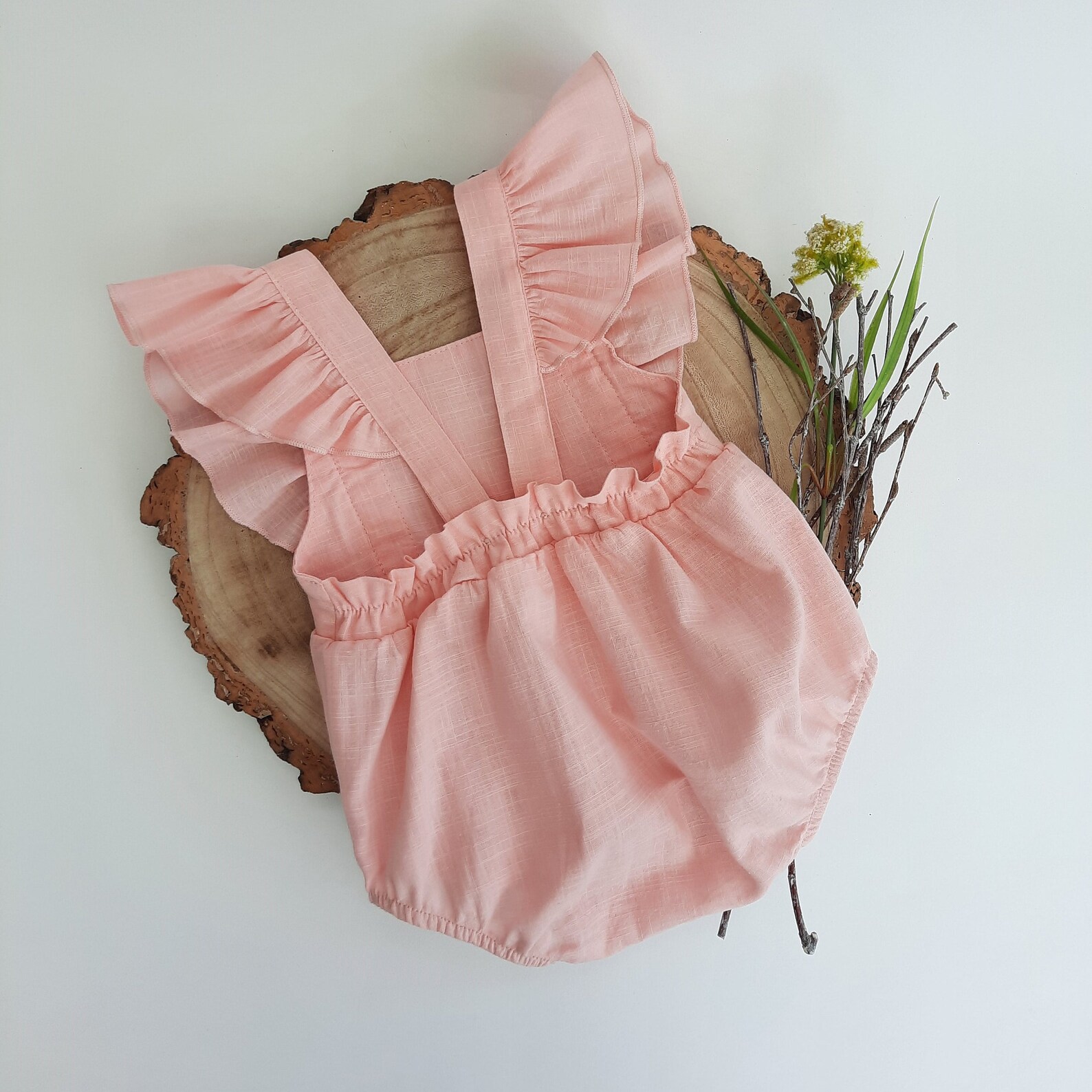 Pink Romper Baby Girl Baby Pink Romper Baby Ruffle Romper Etsy